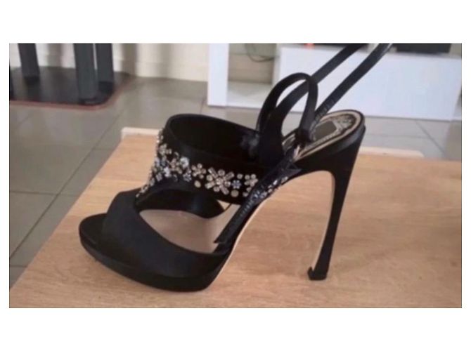 Décolleté Christian Dior in raso nero 12cm - vista 5