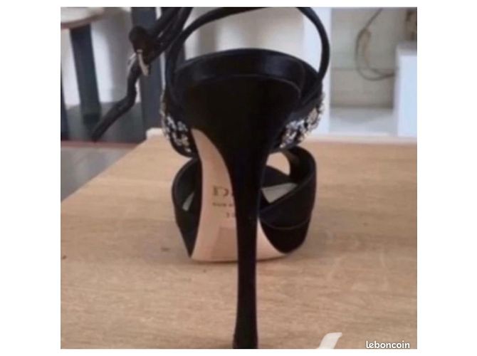 Décolleté Christian Dior in raso nero 12cm - vista 6