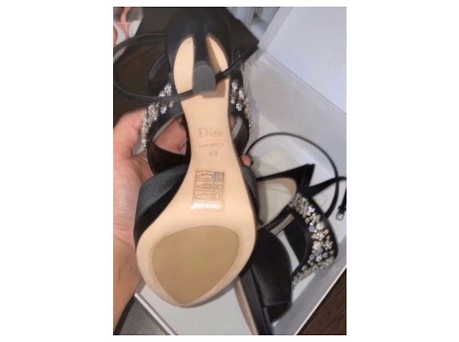 Décolleté Christian Dior in raso nero 12cm - vista 7