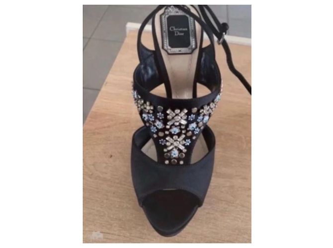 Décolleté Christian Dior in raso nero 12cm - vista 9
