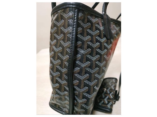 Artois Borsa a mano Goyard Anjou Mini Nera in Pelliccia Nero - vista 3