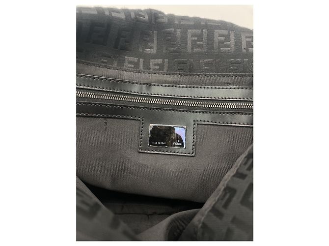 Borsa Fendi Mamma Nero e Argento Tela e Pelle - vista 10