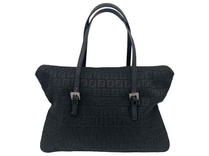 Borsa Fendi Mamma Nero e Argento Tela e Pelle - vista 2