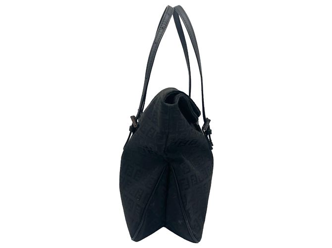 Borsa Fendi Mamma Nero e Argento Tela e Pelle - vista 3