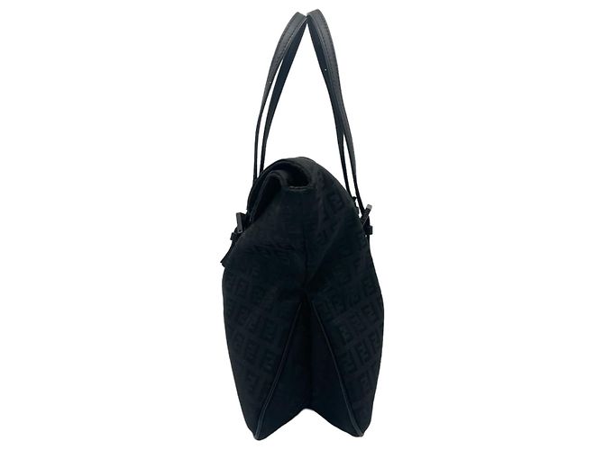 Borsa Fendi Mamma Nero e Argento Tela e Pelle - vista 4