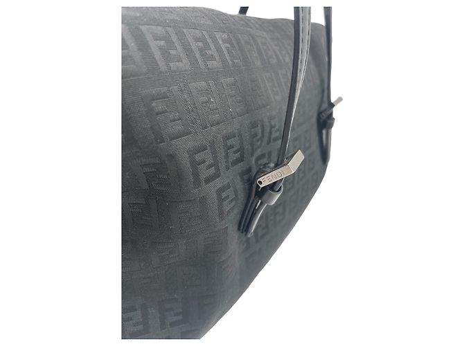 Borsa Fendi Mamma Nero e Argento Tela e Pelle - vista 6