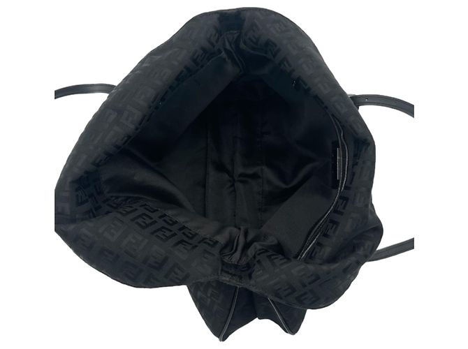 Borsa Fendi Mamma Nero e Argento Tela e Pelle - vista 8