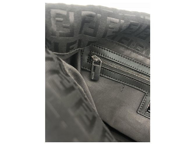 Borsa Fendi Mamma Nero e Argento Tela e Pelle - vista 9
