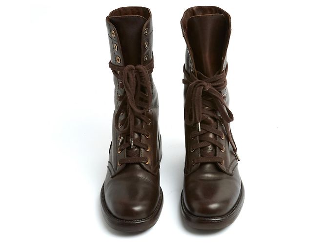 Botines Chanel EU39 CC Marrón Oscuro Patina Botas de Ejército UK6 US8.5 - vista 2