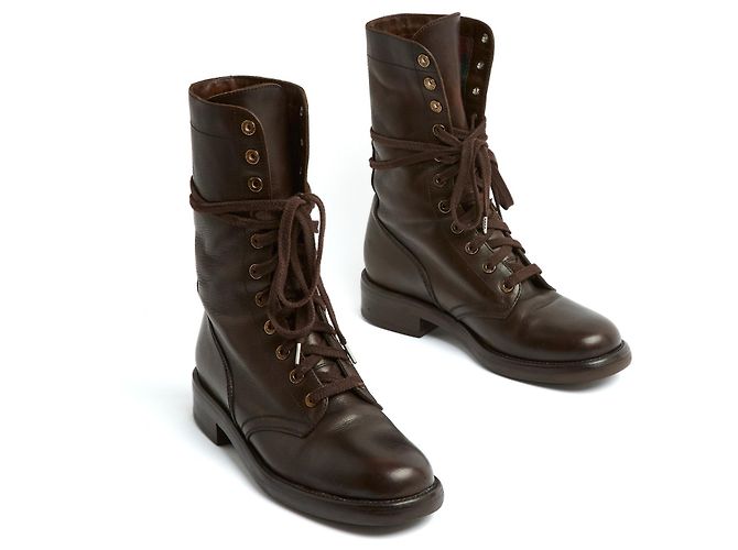 Botines Chanel EU39 CC Marrón Oscuro Patina Botas de Ejército UK6 US8.5 - vista 3