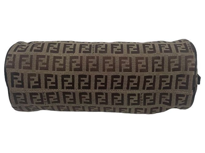 Borsa Fendi Baguette FF Beige e Marrone in Tela - vista 2