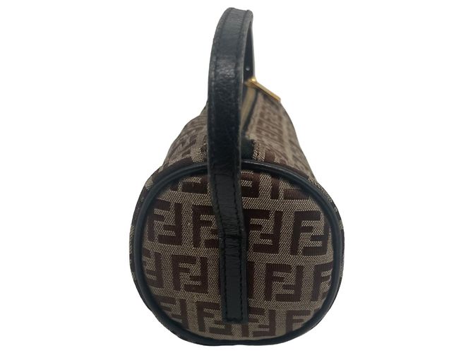Borsa Fendi Baguette FF Beige e Marrone in Tela - vista 3