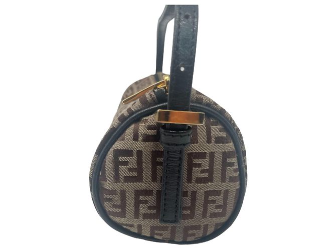 Borsa Fendi Baguette FF Beige e Marrone in Tela - vista 4