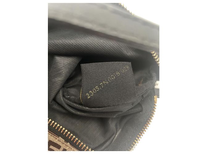 Borsa Fendi Baguette FF Beige e Marrone in Tela - vista 8
