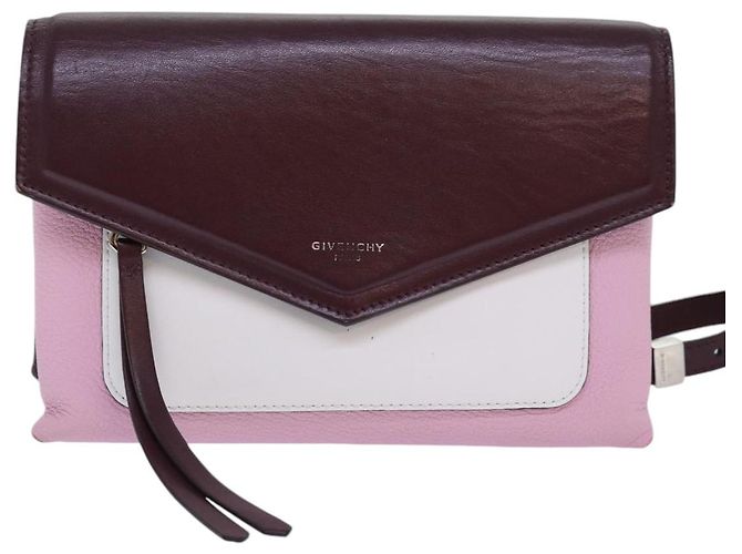 Borsa a spalla GIVENCHY in pelle rosso vino argento rosa Auth am6721 Bordò - vista 2