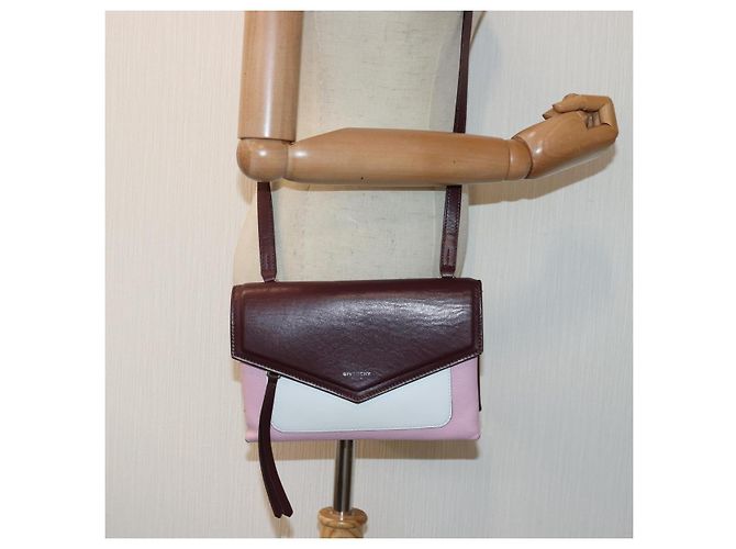 Borsa a spalla GIVENCHY in pelle rosso vino argento rosa Auth am6721 Bordò - vista 29