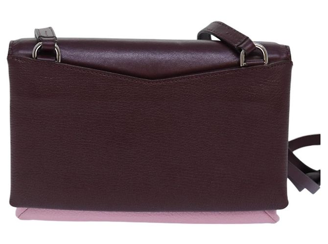 Borsa a spalla GIVENCHY in pelle rosso vino argento rosa Auth am6721 Bordò - vista 5