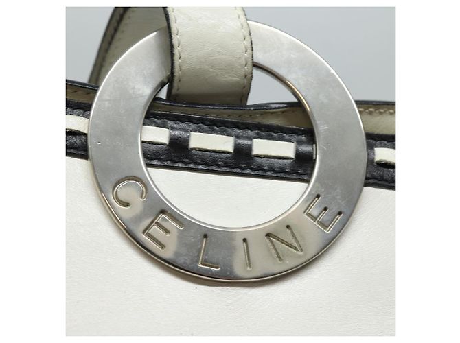 Céline Borsa a spalla CELINE in pelle bianca e argento Auth 86175 Bianco - vista 14