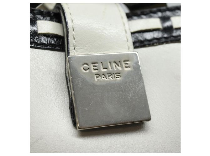 Céline Borsa a spalla CELINE in pelle bianca e argento Auth 86175 Bianco - vista 16