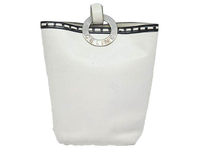 Céline Borsa a spalla CELINE in pelle bianca e argento Auth 86175 Bianco - vista 2