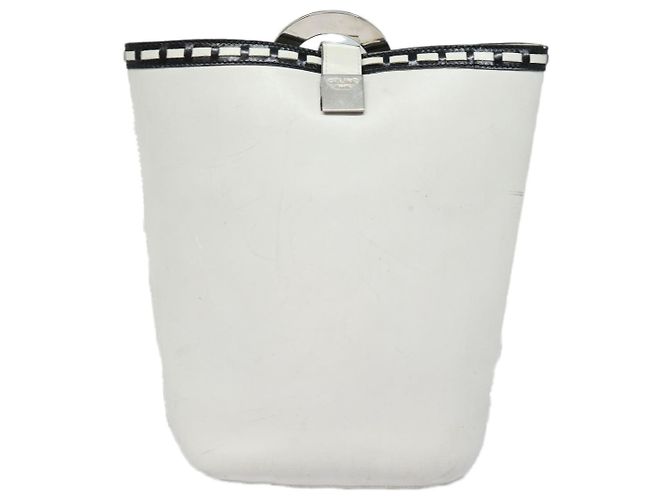 Céline Borsa a spalla CELINE in pelle bianca e argento Auth 86175 Bianco - vista 3