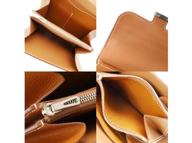 Billetera compacta con doblez Constance de Hermès Castaño - vista 12
