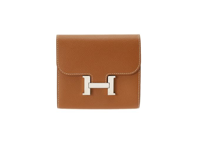 Billetera compacta con doblez Constance de Hermès Castaño - vista 2