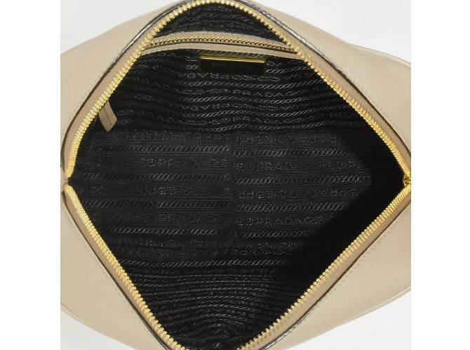 Borsa a spalla in pelle di vitello Prada Beige - vista 5