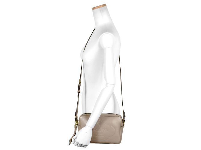 Borsa a spalla in pelle di vitello Prada Beige - vista 7