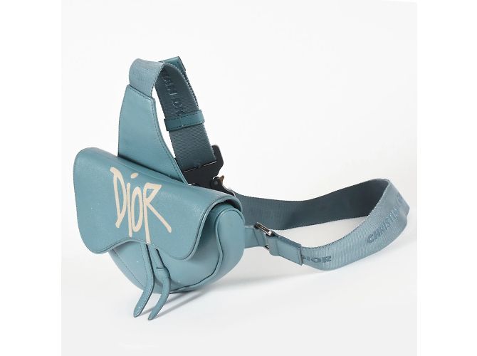 Borsa Saddle Christian Dior in pelle blu Bianco - vista 2