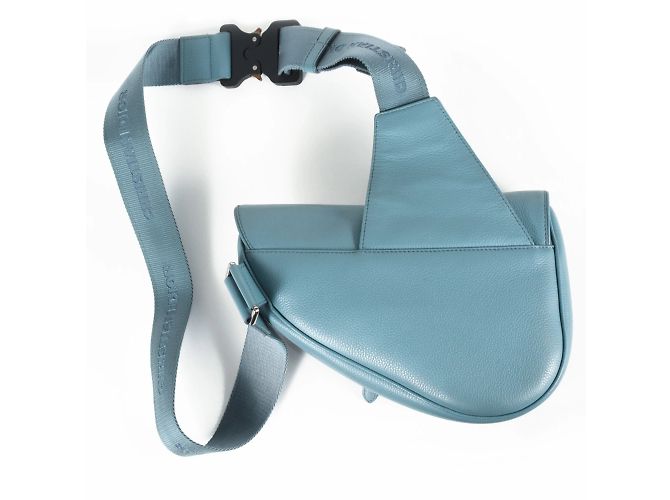Borsa Saddle Christian Dior in pelle blu Bianco - vista 3