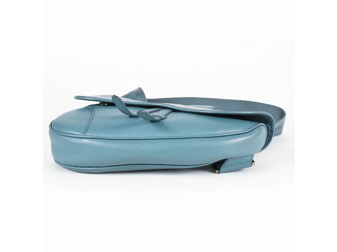 Borsa Saddle Christian Dior in pelle blu Bianco - vista 4