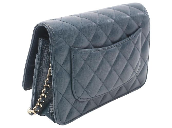 Wallet On Chain Portafoglio Chanel Con Catena Blu - vista 2