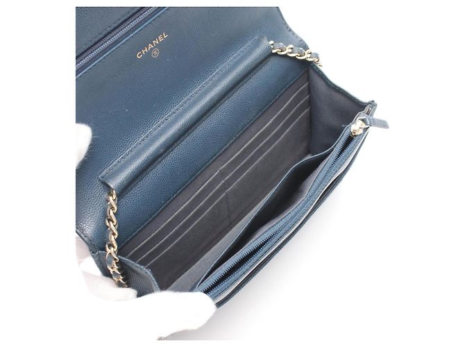 Wallet On Chain Portafoglio Chanel Con Catena Blu - vista 3
