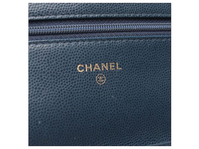 Wallet On Chain Portafoglio Chanel Con Catena Blu - vista 4
