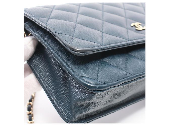 Wallet On Chain Portafoglio Chanel Con Catena Blu - vista 5