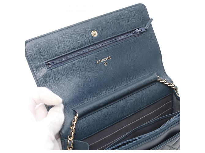 Wallet On Chain Portafoglio Chanel Con Catena Blu - vista 7
