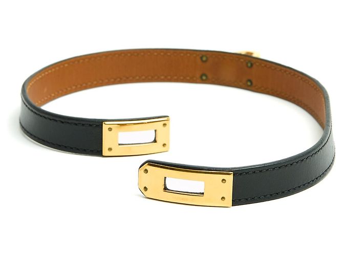 Bracciale Hermès Kelly Double Tour 2 Oro Nero nella scatola Hermes Gold hardware - vista 2