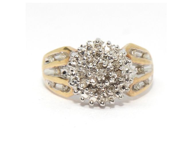 Autre Marque Cocktail ring in yellow gold and diamonds Silvery Golden - view 2