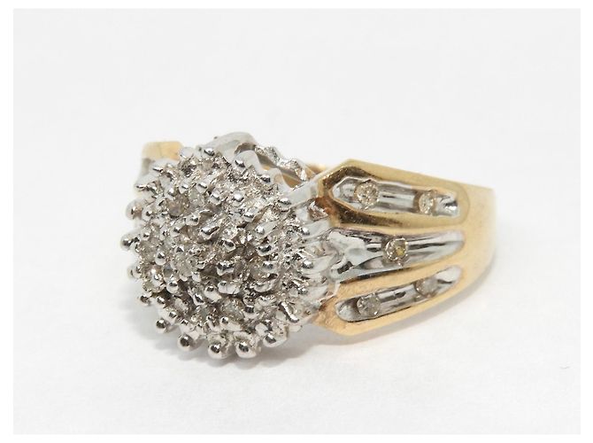Autre Marque Cocktail ring in yellow gold and diamonds Silvery Golden - view 3