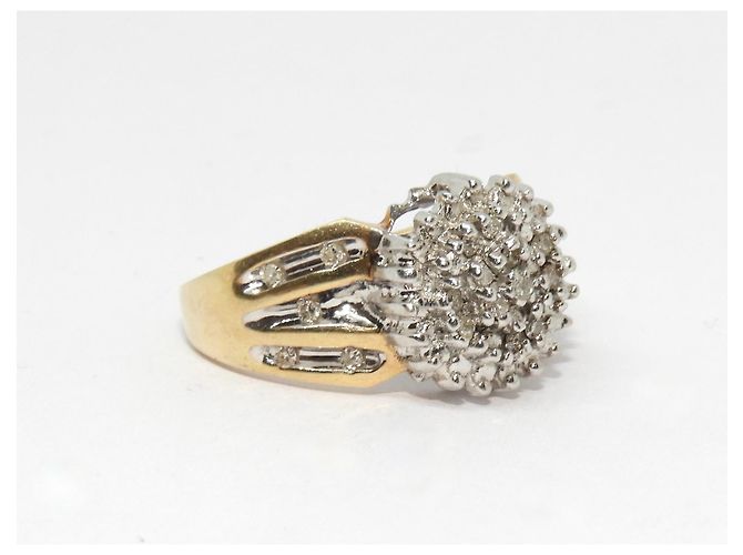 Autre Marque Cocktail ring in yellow gold and diamonds Silvery Golden - view 4