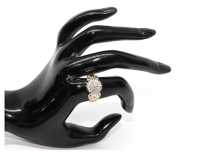 Autre Marque Cocktail ring in yellow gold and diamonds Silvery Golden - view 6