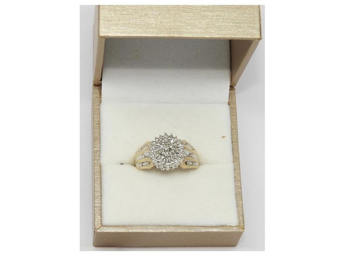 Autre Marque Cocktail ring in yellow gold and diamonds Silvery Golden - view 9