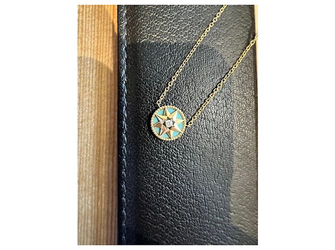 Collana Dior Rose des Vents in oro giallo turchese e diamante Blu - vista 3