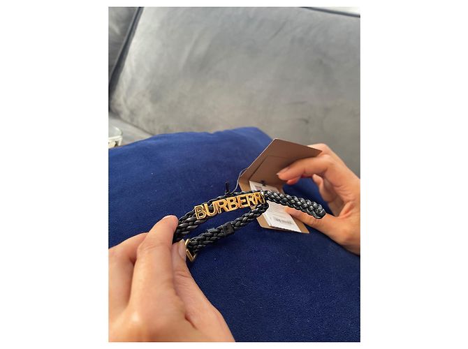 Bracciale Burberry in pelle intrecciata nera Nero - vista 3