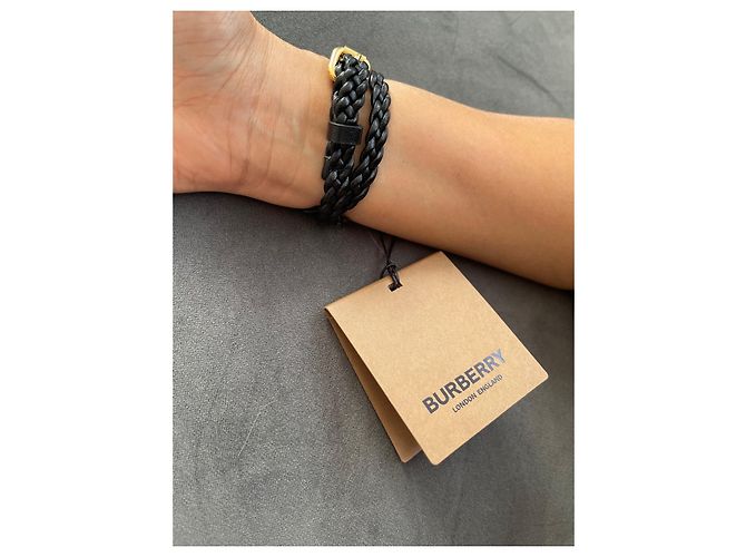 Bracciale Burberry in pelle intrecciata nera Nero - vista 4