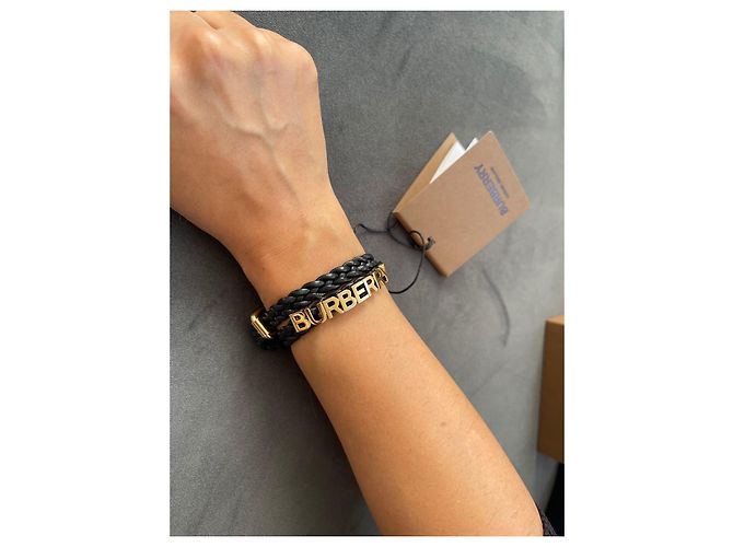 Bracciale Burberry in pelle intrecciata nera Nero - vista 7