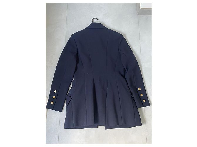 Giacca Chanel in lana blu navy - vista 4