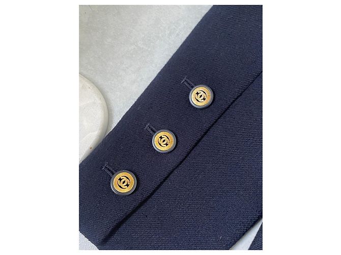Giacca Chanel in lana blu navy - vista 6