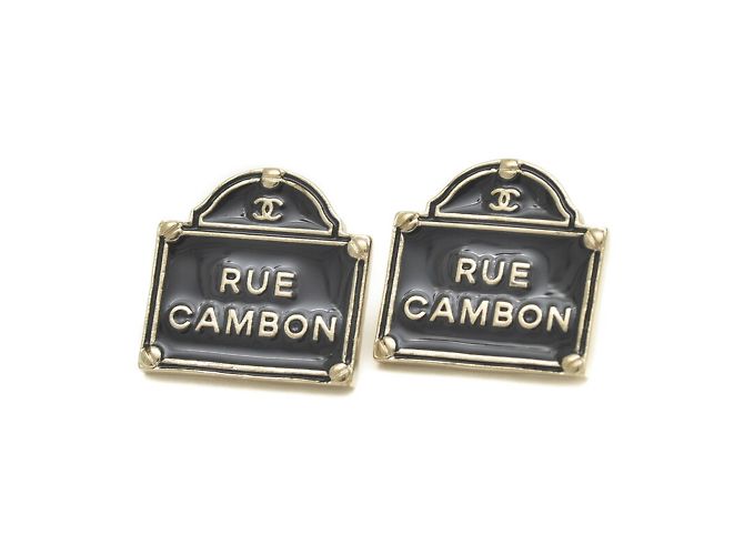 Cambon Orecchini a perno placcati in oro nero Chanel - vista 2